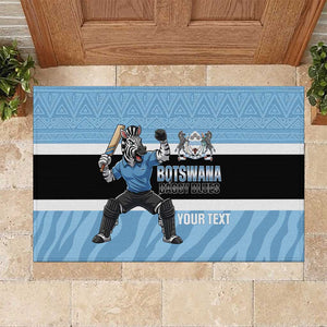 Afro Cricket Botswana Custom Rubber Doormat Go Baggy Blues Zebra Mascot - African Pride