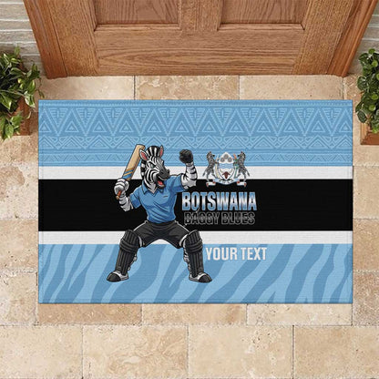 Afro Cricket Botswana Custom Rubber Doormat Go Baggy Blues Zebra Mascot - African Pride