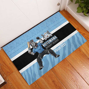 Afro Cricket Botswana Custom Rubber Doormat Go Baggy Blues Zebra Mascot - African Pride