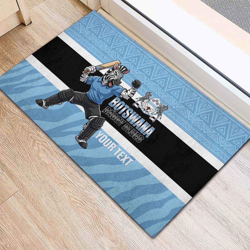 Afro Cricket Botswana Custom Rubber Doormat Go Baggy Blues Zebra Mascot - African Pride