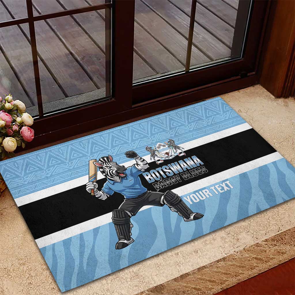 Afro Cricket Botswana Custom Rubber Doormat Go Baggy Blues Zebra Mascot - African Pride