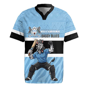 Afro Cricket Botswana Custom Rugby Jersey Go Baggy Blues Zebra Mascot - African Pride
