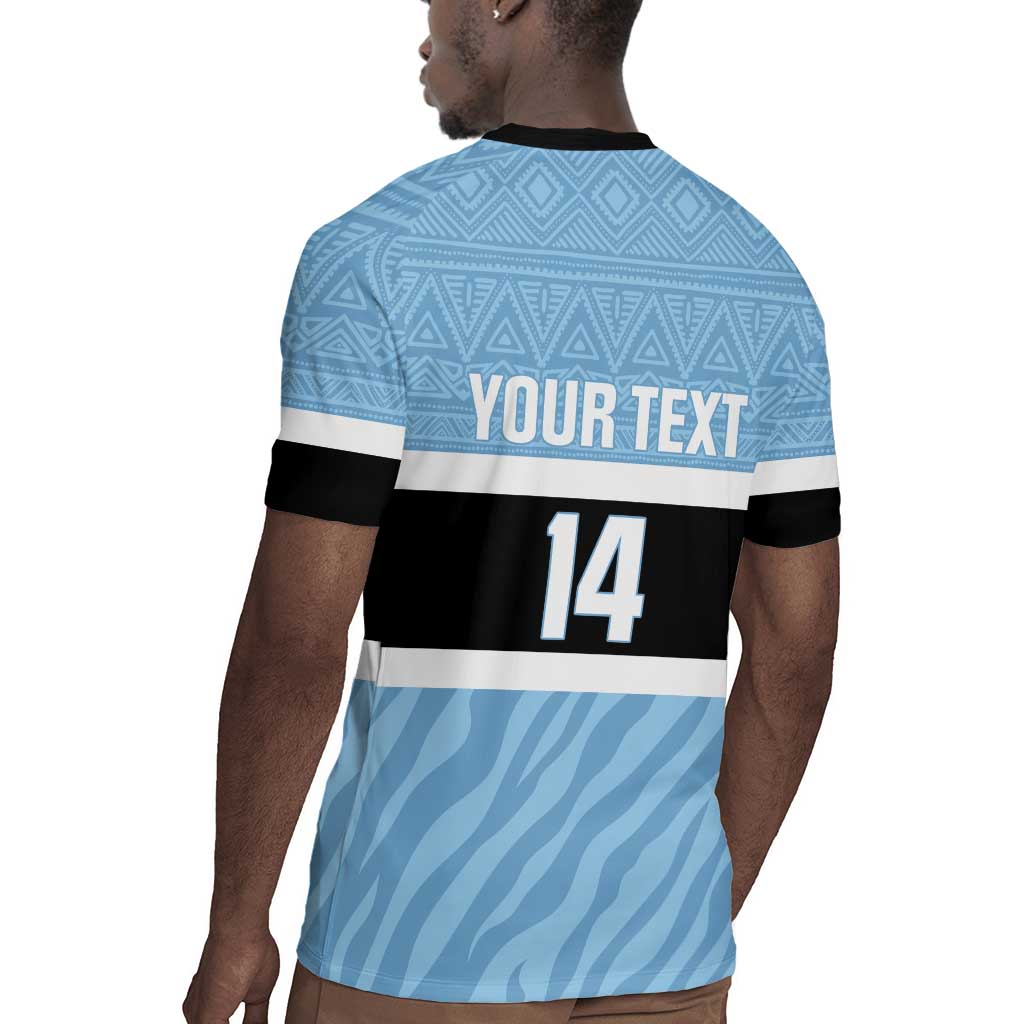 Afro Cricket Botswana Custom Rugby Jersey Go Baggy Blues Zebra Mascot - African Pride