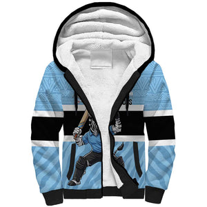 Afro Cricket Botswana Custom Sherpa Hoodie Go Baggy Blues Zebra Mascot - African Pride
