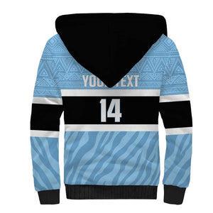 Afro Cricket Botswana Custom Sherpa Hoodie Go Baggy Blues Zebra Mascot - African Pride