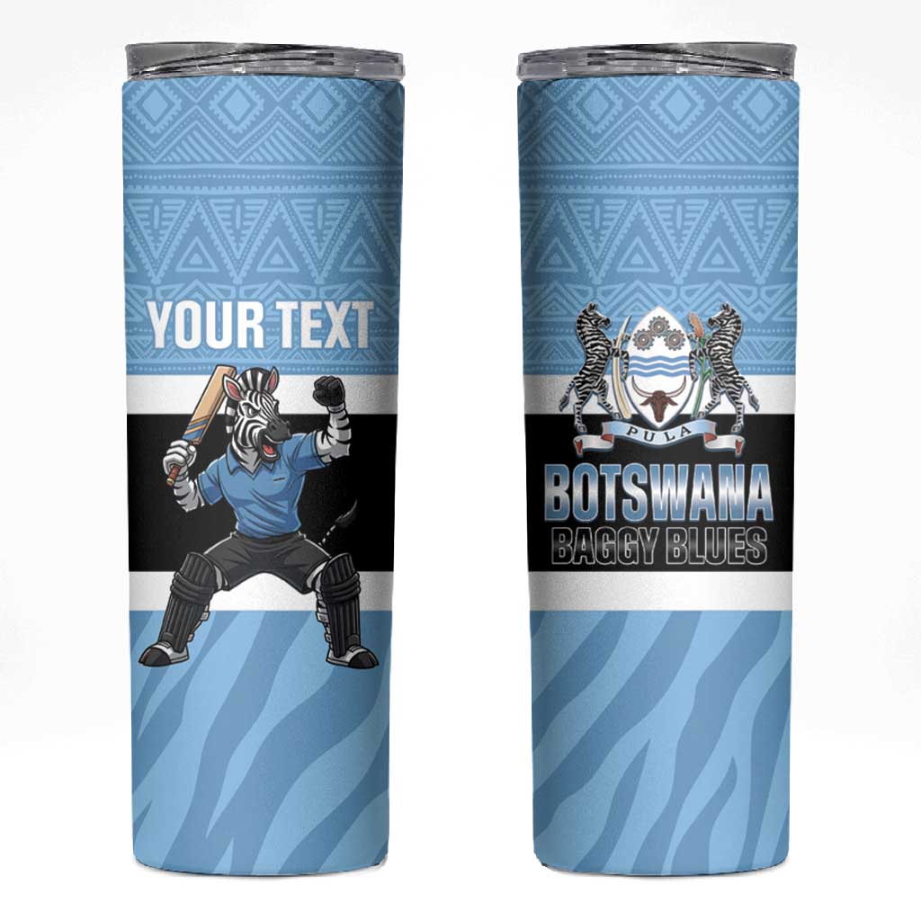 Afro Cricket Botswana Custom Skinny Tumbler Go Baggy Blues Zebra Mascot - African Pride