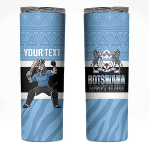 Afro Cricket Botswana Custom Skinny Tumbler Go Baggy Blues Zebra Mascot - African Pride