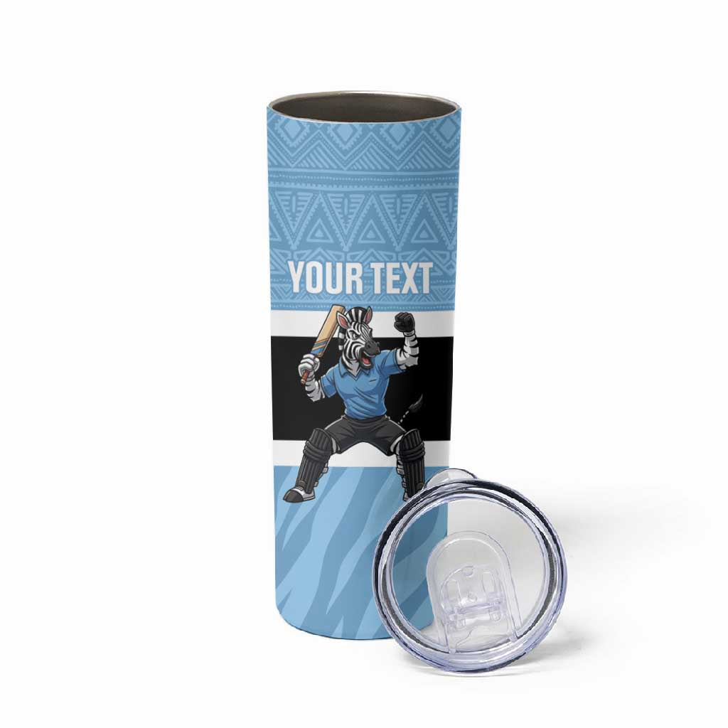 Afro Cricket Botswana Custom Skinny Tumbler Go Baggy Blues Zebra Mascot - African Pride