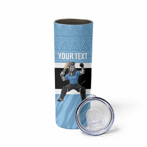 Afro Cricket Botswana Custom Skinny Tumbler Go Baggy Blues Zebra Mascot - African Pride