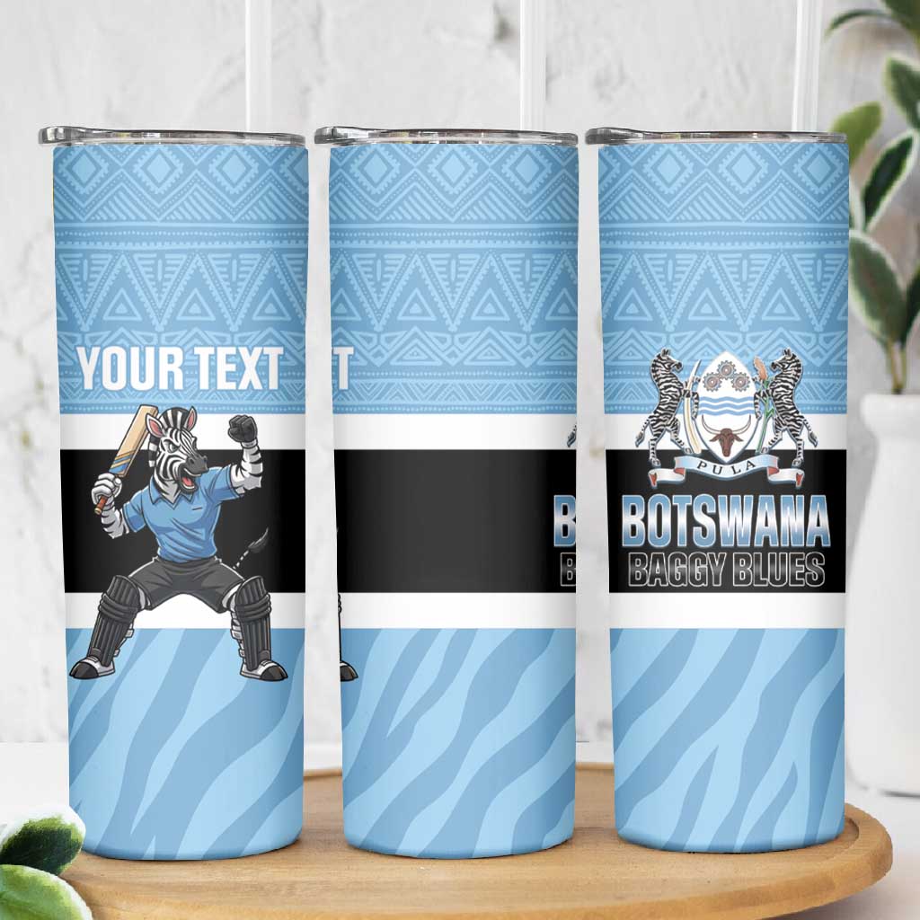 Afro Cricket Botswana Custom Skinny Tumbler Go Baggy Blues Zebra Mascot - African Pride