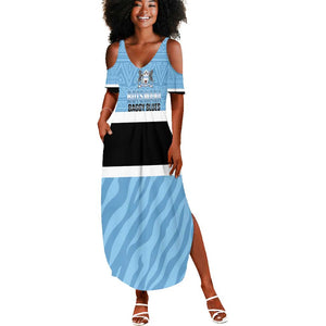 Afro Cricket Botswana Custom Summer Maxi Dress Go Baggy Blues Zebra Mascot - African Pride