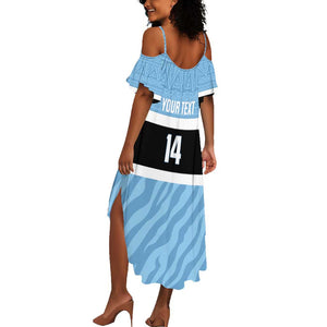 Afro Cricket Botswana Custom Summer Maxi Dress Go Baggy Blues Zebra Mascot - African Pride