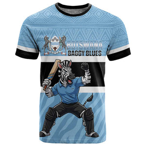 Afro Cricket Botswana Custom T shirt Go Baggy Blues Zebra Mascot - African Pride