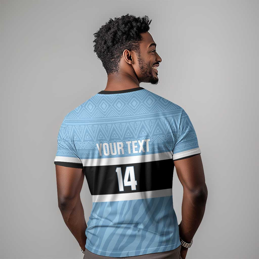 Afro Cricket Botswana Custom T shirt Go Baggy Blues Zebra Mascot - African Pride