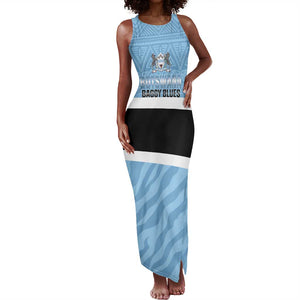 Afro Cricket Botswana Custom Tank Maxi Dress Go Baggy Blues Zebra Mascot - African Pride