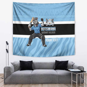 Afro Cricket Botswana Custom Tapestry Go Baggy Blues Zebra Mascot - African Pride
