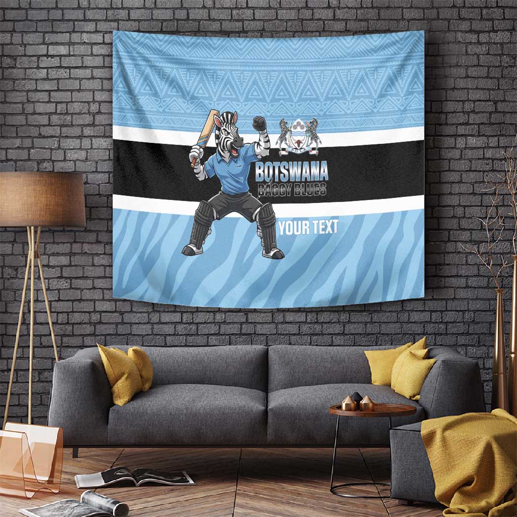 Afro Cricket Botswana Custom Tapestry Go Baggy Blues Zebra Mascot - African Pride