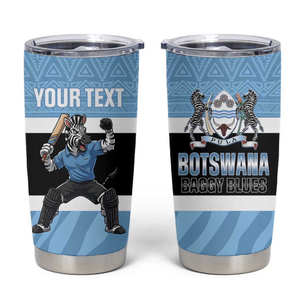 Afro Cricket Botswana Custom Tumbler Cup Go Baggy Blues Zebra Mascot - African Pride