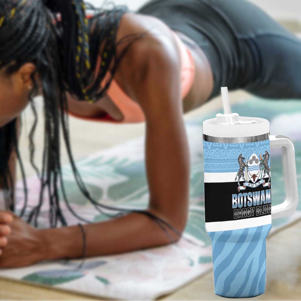 Afro Cricket Botswana Custom Tumbler With Handle Go Baggy Blues Zebra Mascot - African Pride