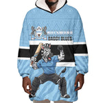 Afro Cricket Botswana Custom Wearable Blanket Hoodie Go Baggy Blues Zebra Mascot - African Pride