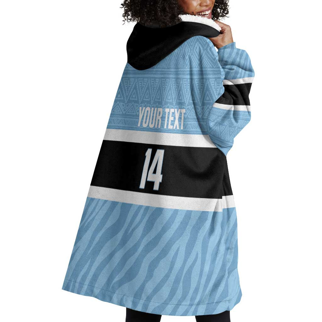 Afro Cricket Botswana Custom Wearable Blanket Hoodie Go Baggy Blues Zebra Mascot - African Pride
