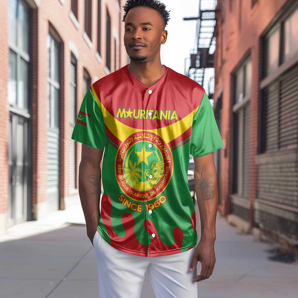 Personalized Mauritania Baseball Jersey Map Flag - Independence Day 1960