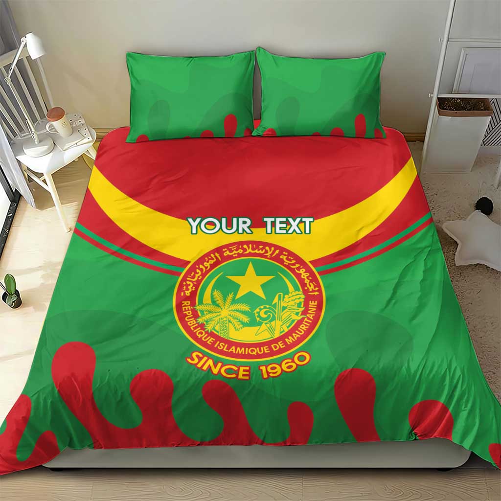 Personalized Mauritania Bedding Set Map Flag - Independence Day 1960