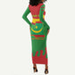 Personalized Mauritania Long Sleeve Bodycon Dress Map Flag - Independence Day 1960 LT14