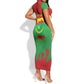 Personalized Mauritania Short Sleeve Bodycon Dress Map Flag - Independence Day 1960 LT14