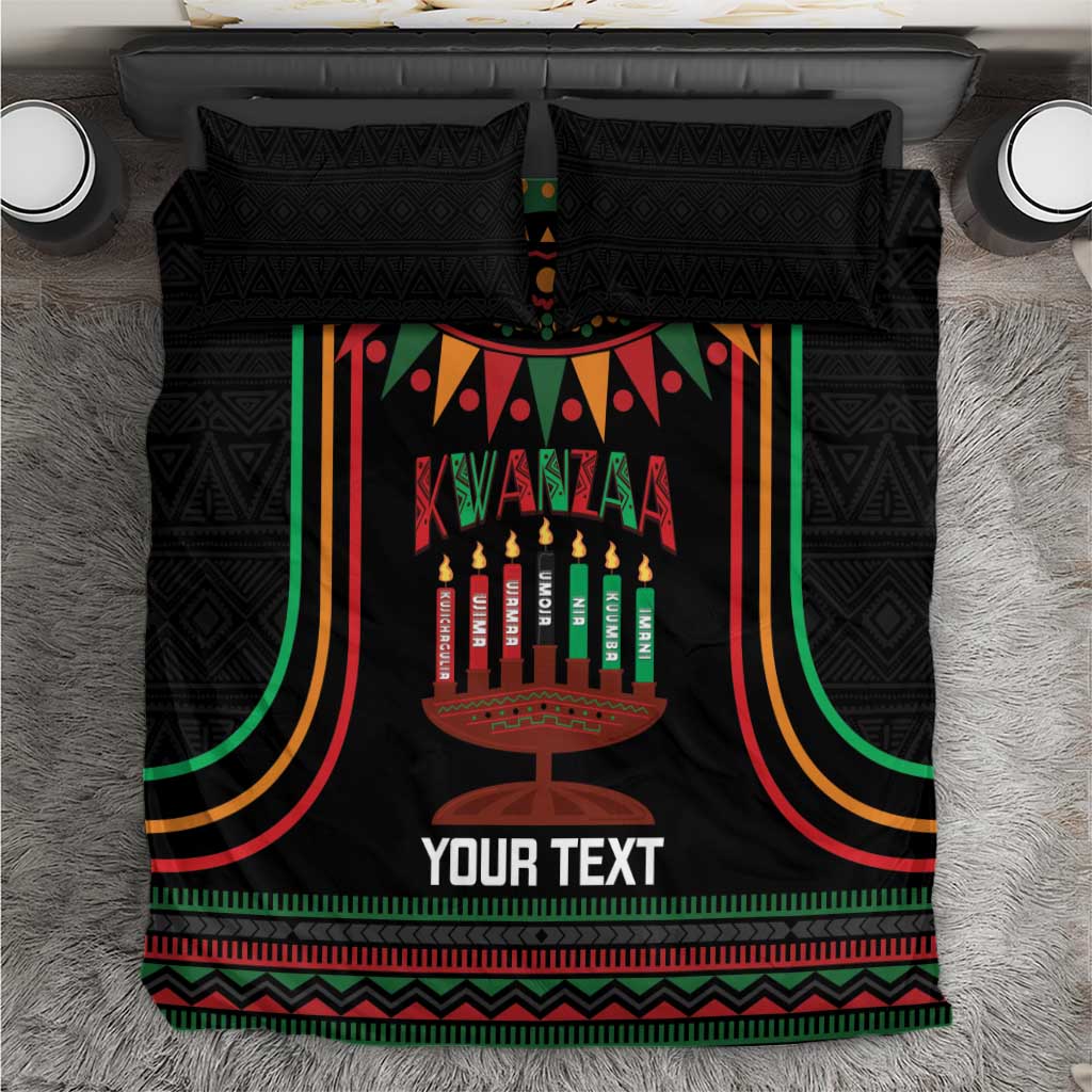Personalized Afro-American Kwanzaa Bedding Set Kinara Candles African Pattern