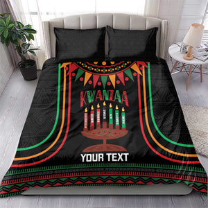 Personalized Afro-American Kwanzaa Bedding Set Kinara Candles African Pattern