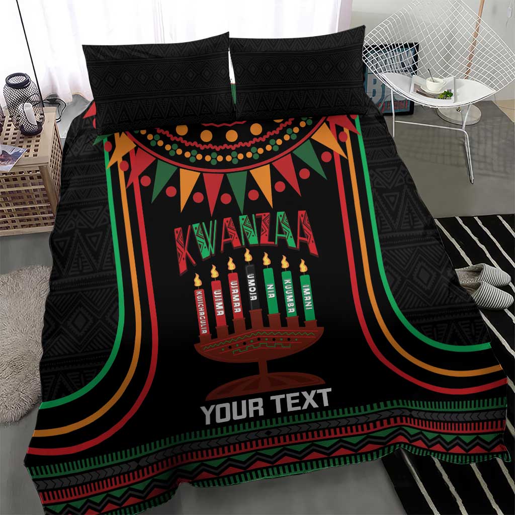 Personalized Afro-American Kwanzaa Bedding Set Kinara Candles African Pattern