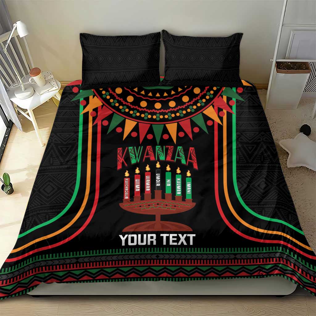 Personalized Afro-American Kwanzaa Bedding Set Kinara Candles African Pattern
