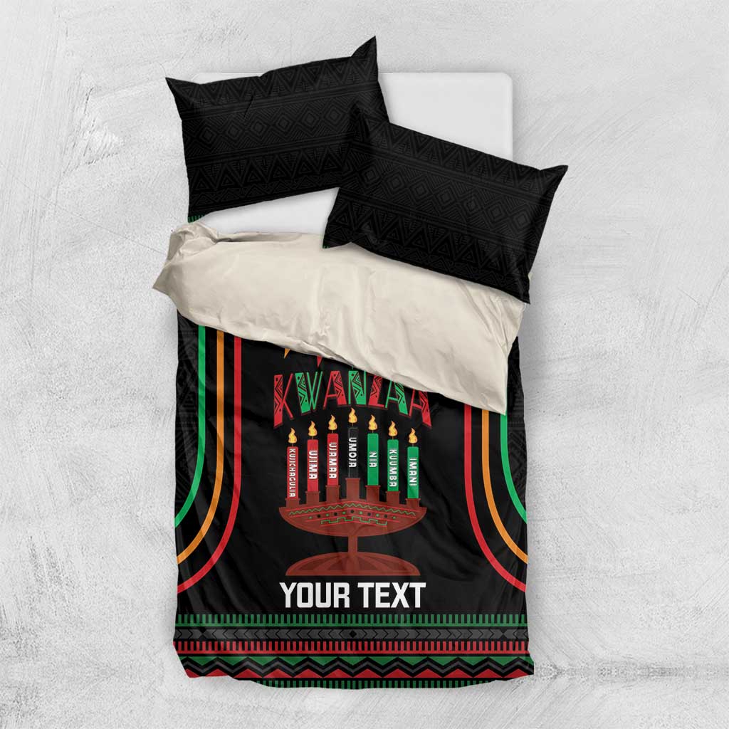 Personalized Afro-American Kwanzaa Bedding Set Kinara Candles African Pattern