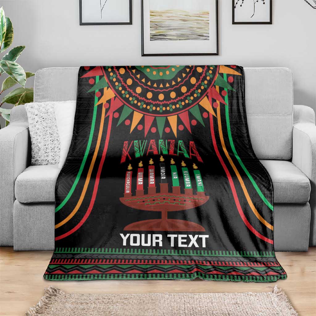 Personalized Afro-American Kwanzaa Blanket Kinara Candles African Pattern