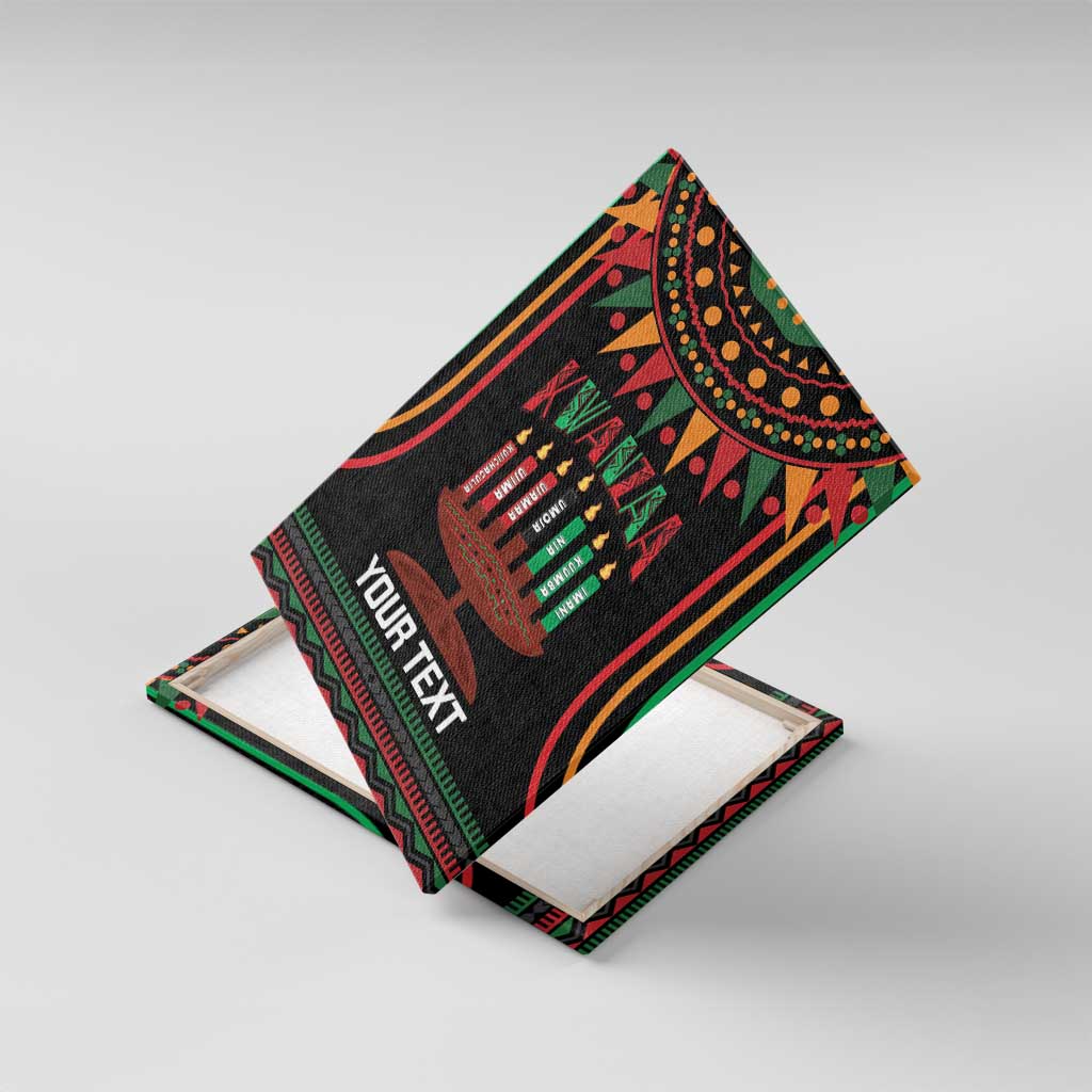 Personalized Afro-American Kwanzaa Canvas Wall Art Kinara Candles African Pattern