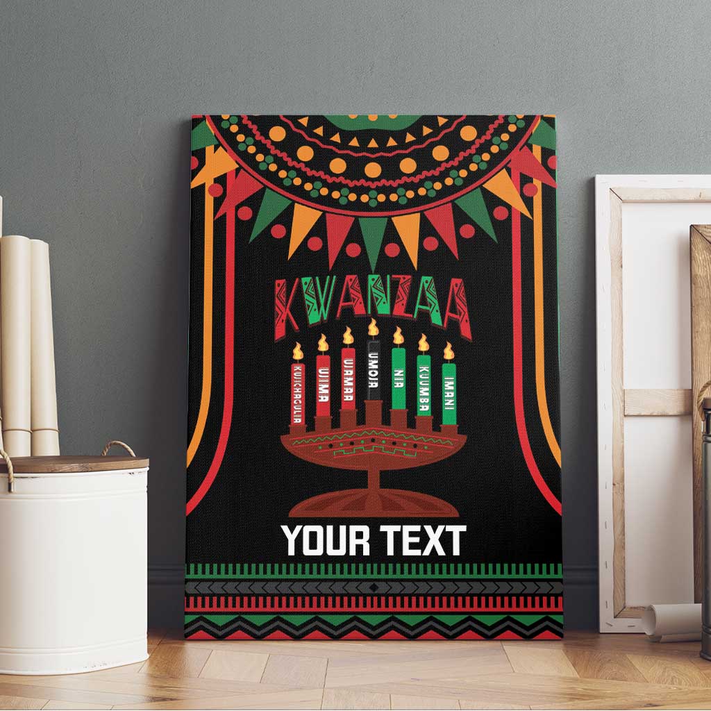 Personalized Afro-American Kwanzaa Canvas Wall Art Kinara Candles African Pattern