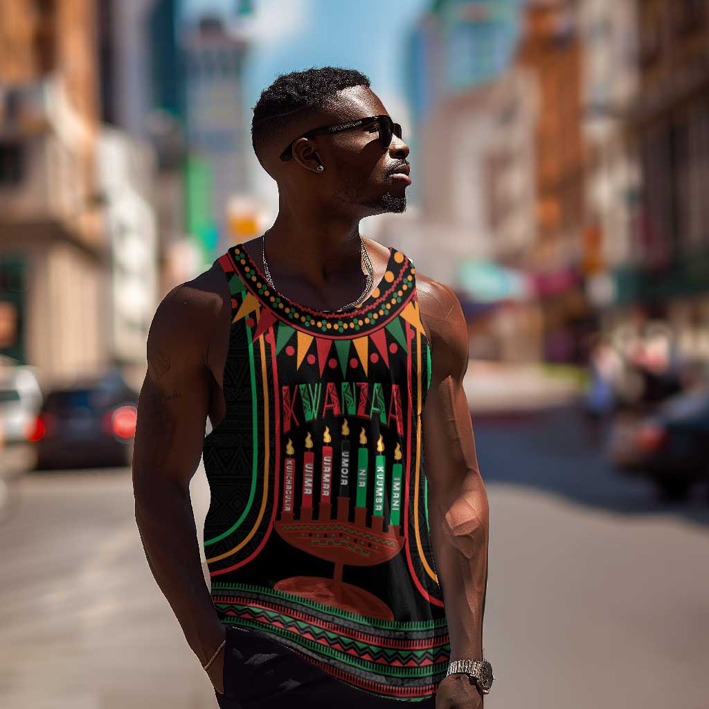Personalized Afro-American Kwanzaa Men Tank Top Kinara Candles African Pattern