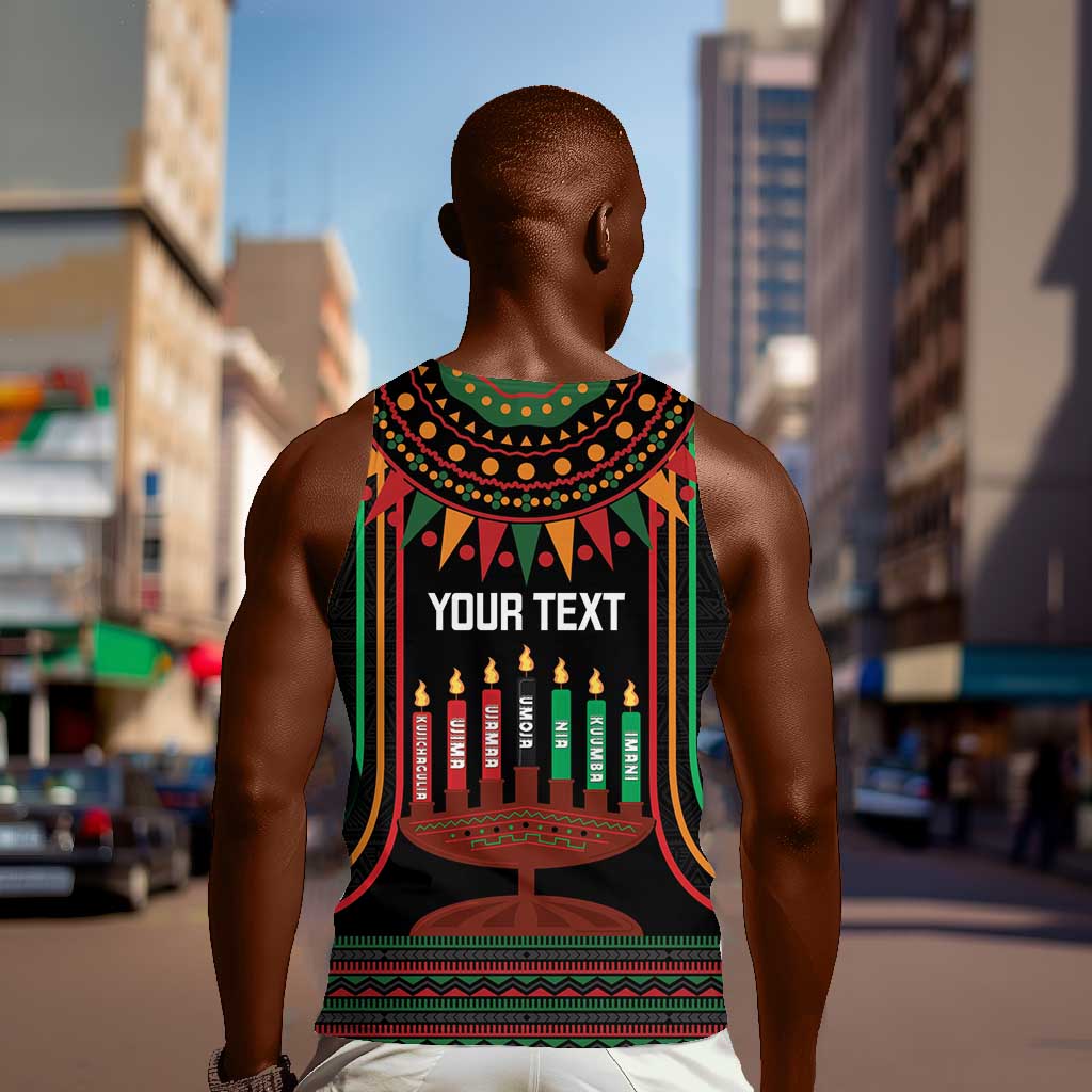 Personalized Afro-American Kwanzaa Men Tank Top Kinara Candles African Pattern