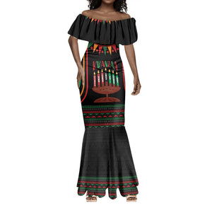 Personalized Afro-American Kwanzaa Mermaid Dress Kinara Candles African Pattern