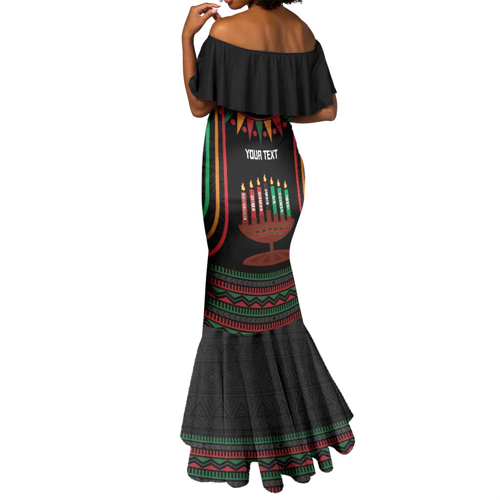 Personalized Afro-American Kwanzaa Mermaid Dress Kinara Candles African Pattern