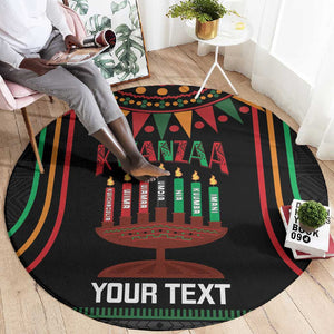 Personalized Afro-American Kwanzaa Round Carpet Kinara Candles African Pattern
