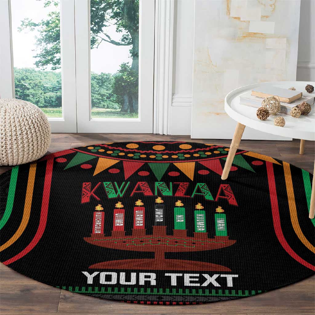 Personalized Afro-American Kwanzaa Round Carpet Kinara Candles African Pattern