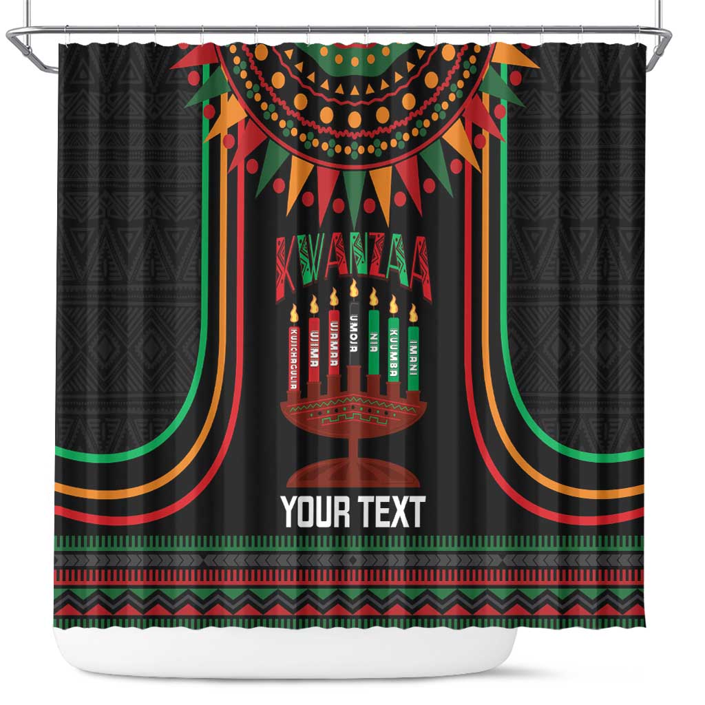 Personalized Afro-American Kwanzaa Shower Curtain Kinara Candles African Pattern