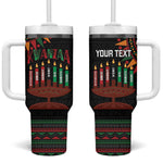 Personalized Afro-American Kwanzaa Tumbler With Handle Kinara Candles African Pattern