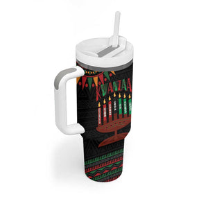 Personalized Afro-American Kwanzaa Tumbler With Handle Kinara Candles African Pattern