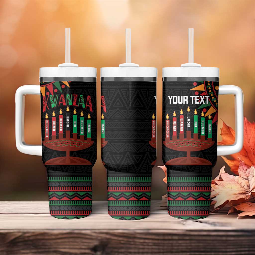 Personalized Afro-American Kwanzaa Tumbler With Handle Kinara Candles African Pattern