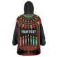 Personalized Afro-American Kwanzaa Wearable Blanket Hoodie Kinara Candles African Pattern