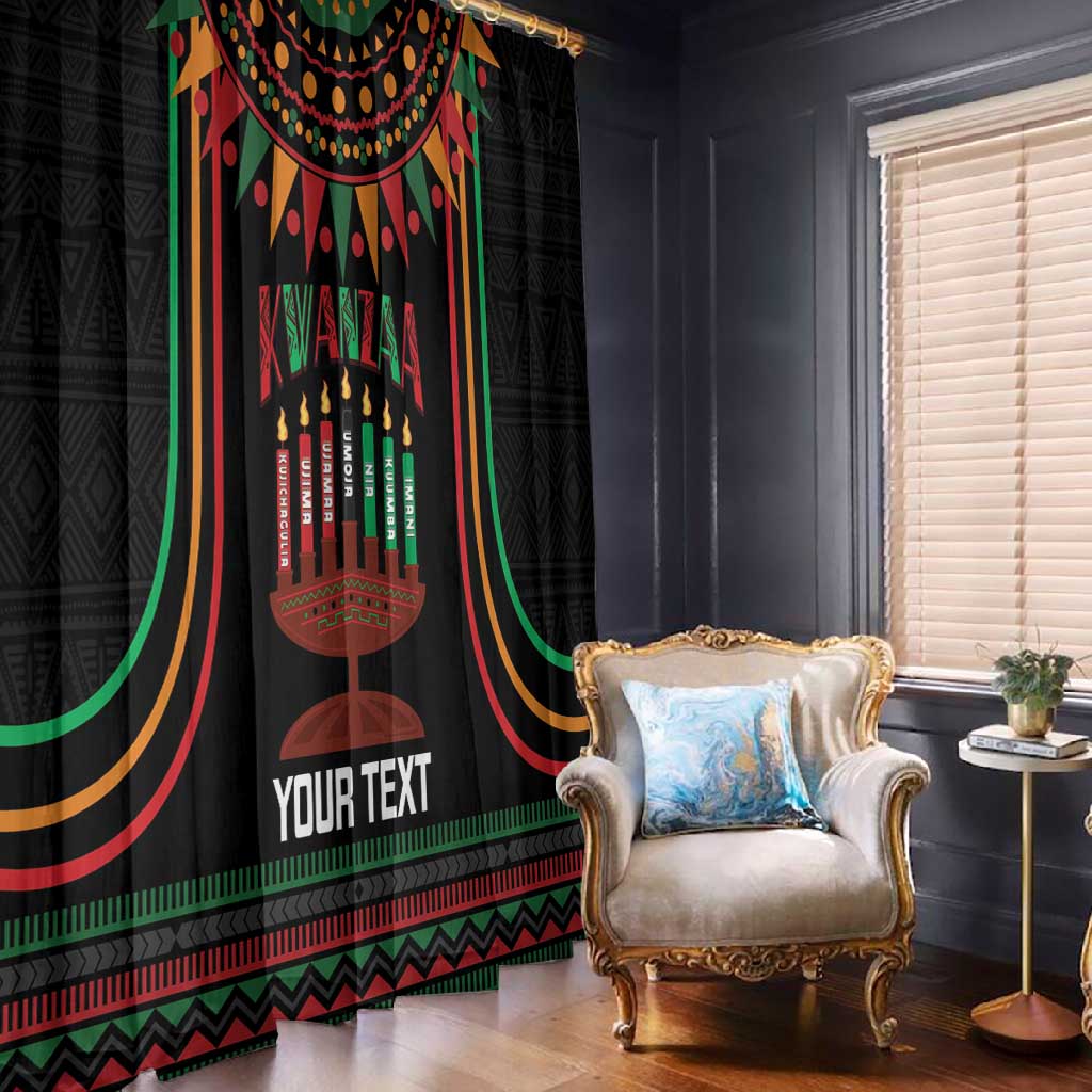 Personalized Afro-American Kwanzaa Window Curtain Kinara Candles African Pattern