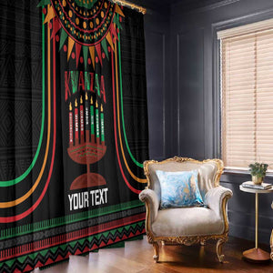 Personalized Afro-American Kwanzaa Window Curtain Kinara Candles African Pattern